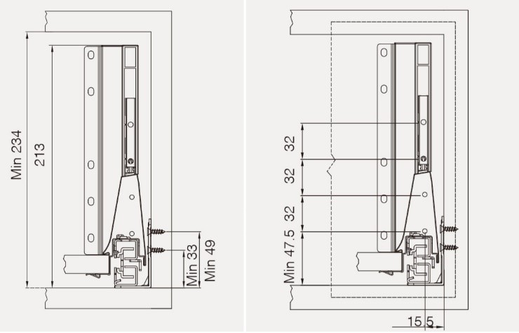 Cemux Inner Drawer System 199mm High With Frosted Glass Elegant Hardware